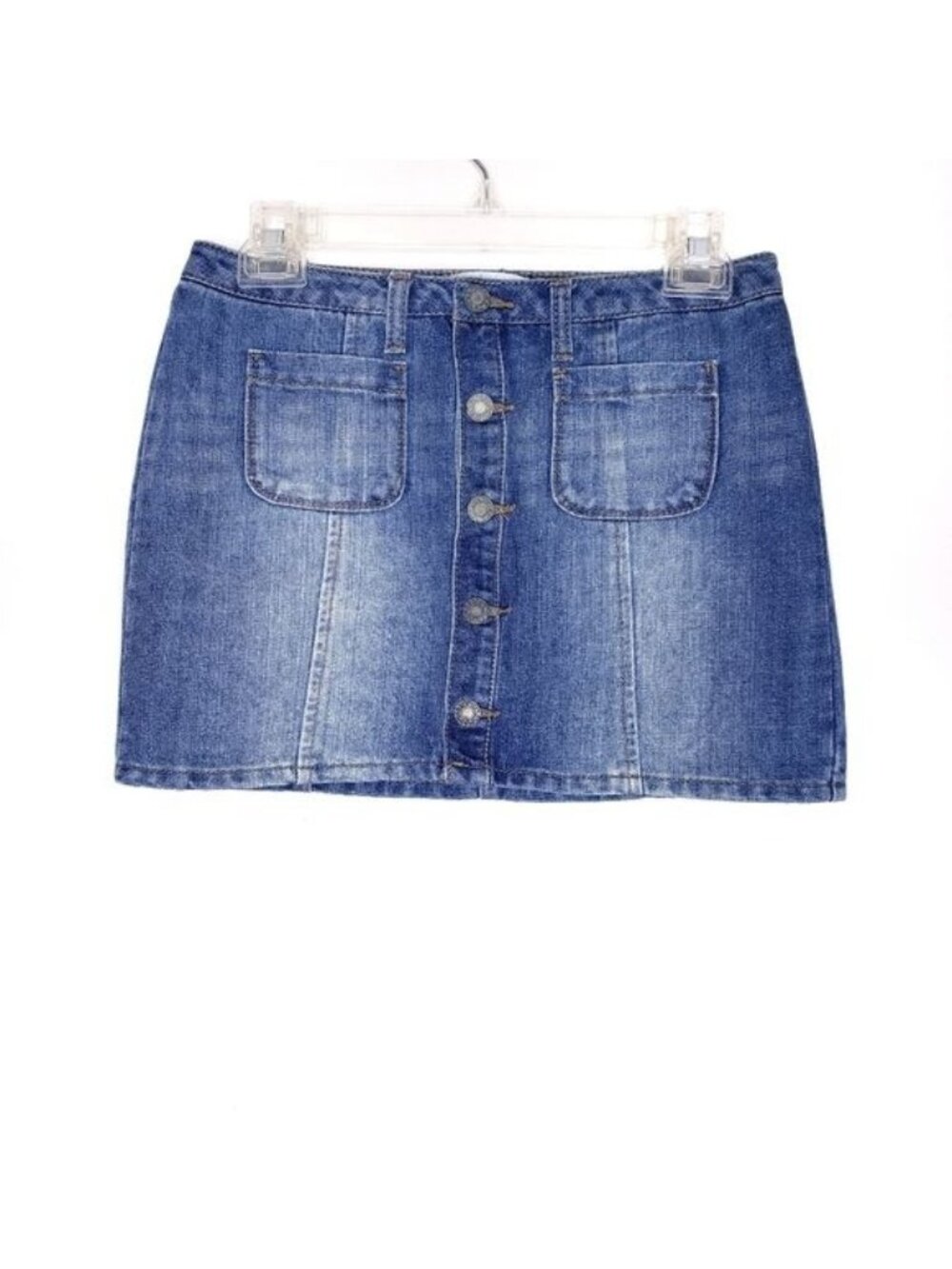 SO Button Front Denim Mini Jean Skirt With Pockets Women's Junior's Size 1